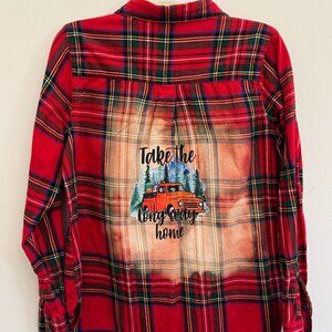 Old Navy Flannel - Take the Long Way Home Transfer - Size Medium